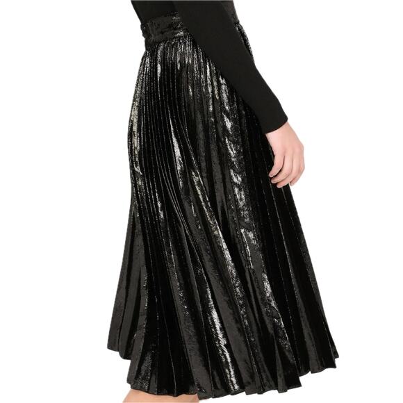 NWT Dolce & Gabbana Black Pleated Midi Skirt in Flowing Lamé Velvet  IT 38 US XS - Picture 7 of 13